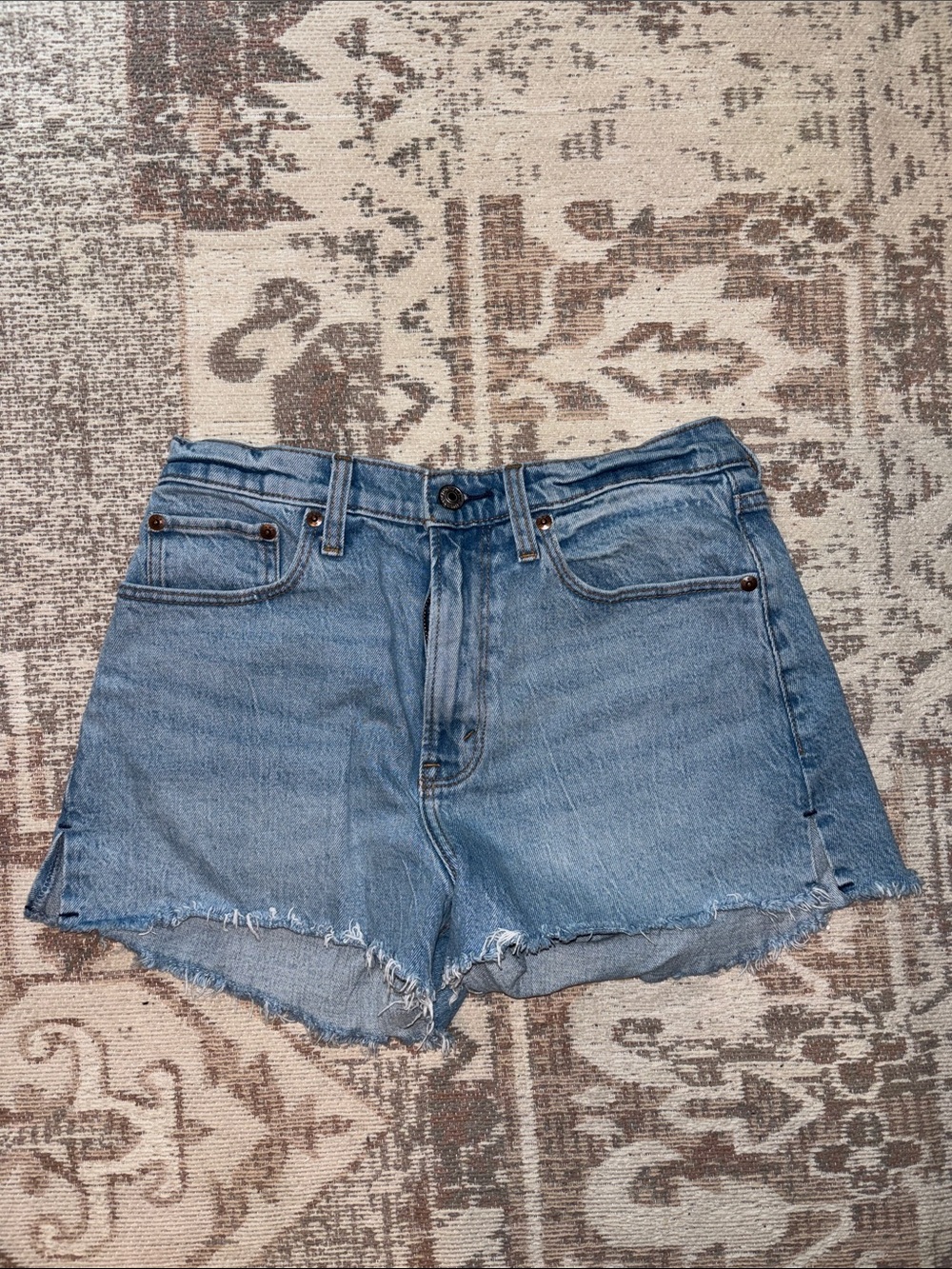 Abercrombie & Fitch Light Blue Distressed Denim Shorts